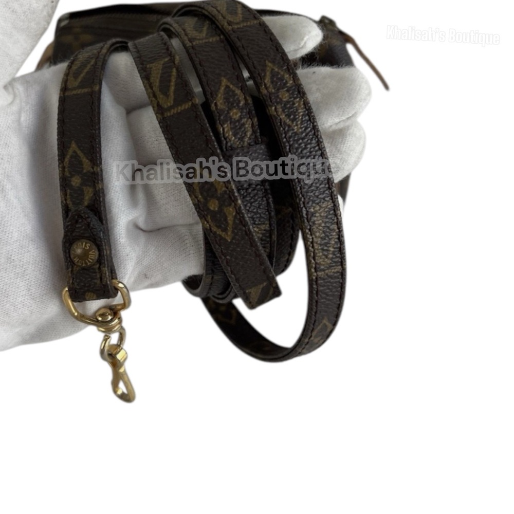 Authenticated Louis Vuitton LV Monogram Leather Strap Crossbody Speedy Nano Mini - Picture 7 of 11